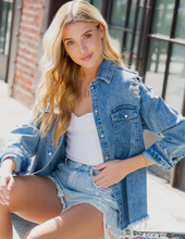 Load image into Gallery viewer, Distressed Oversized Denim Jacket
