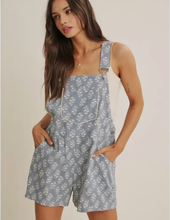 Load image into Gallery viewer, Dusty Blue Floral Overalls
