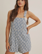 Load image into Gallery viewer, Dusty Blue Floral Overalls
