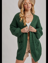 Load image into Gallery viewer, Forest Green Cable Cardigan

