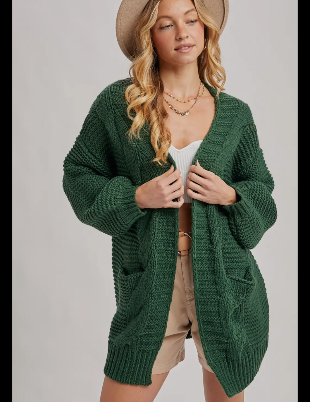 Forest Green Cable Cardigan