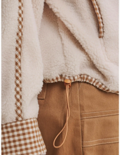 Load image into Gallery viewer, Gingham Trim Sherpa Pullover
