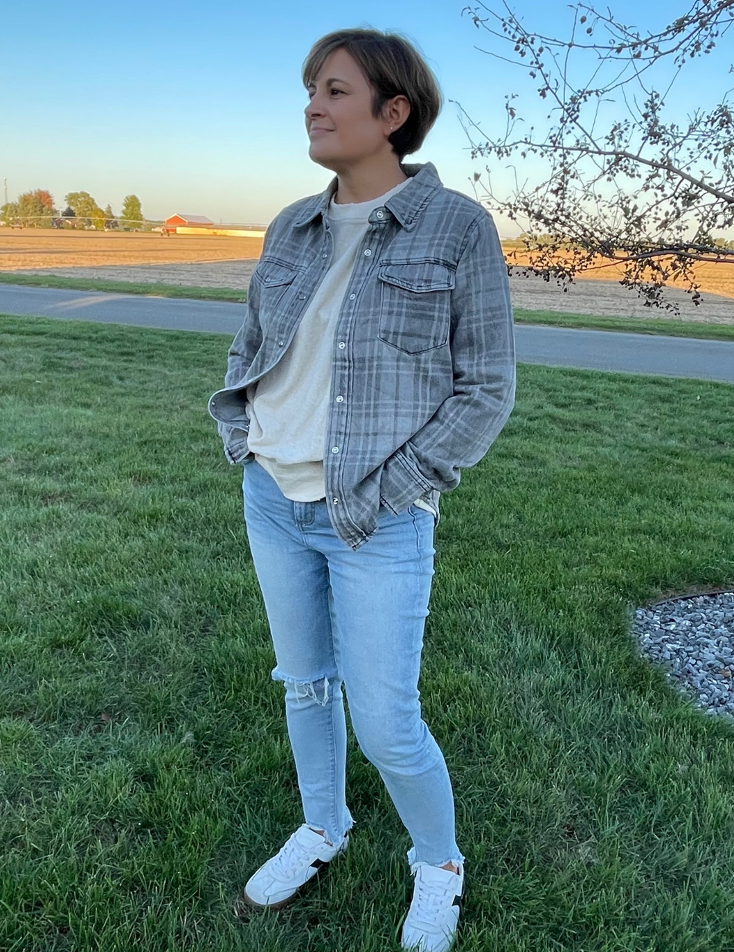 Light Gray Plaid Jacket