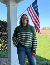Load image into Gallery viewer, Green/Oatmeal Striped Sweater
