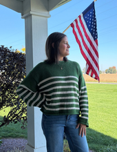 Load image into Gallery viewer, Green/Oatmeal Striped Sweater
