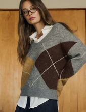 Load image into Gallery viewer, Grey Argyle Sweater
