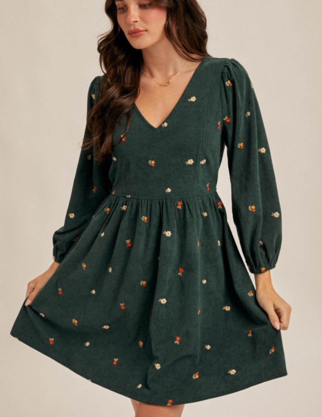Hunter Green Corduroy Dress