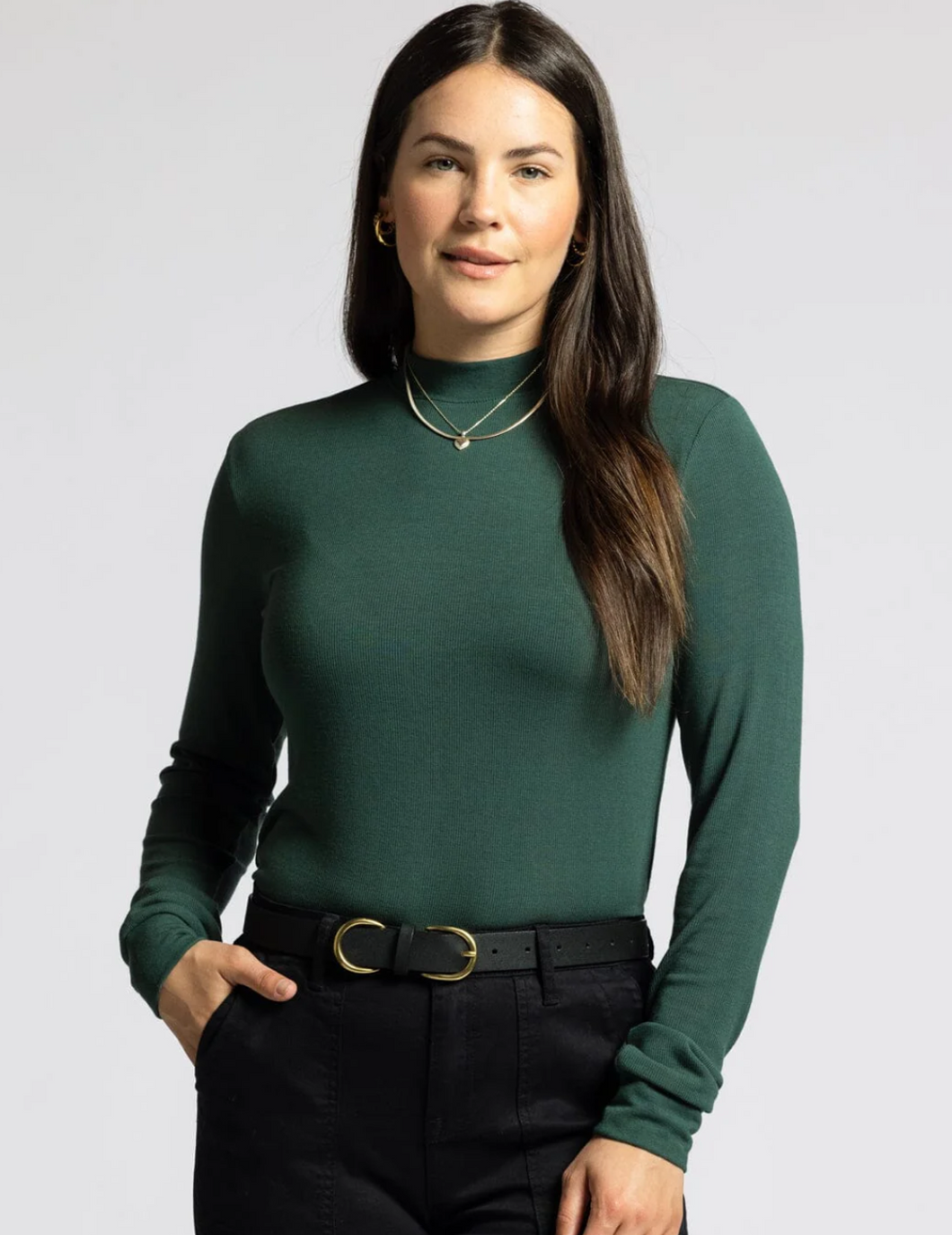 Hunter Green Mock Neck Top