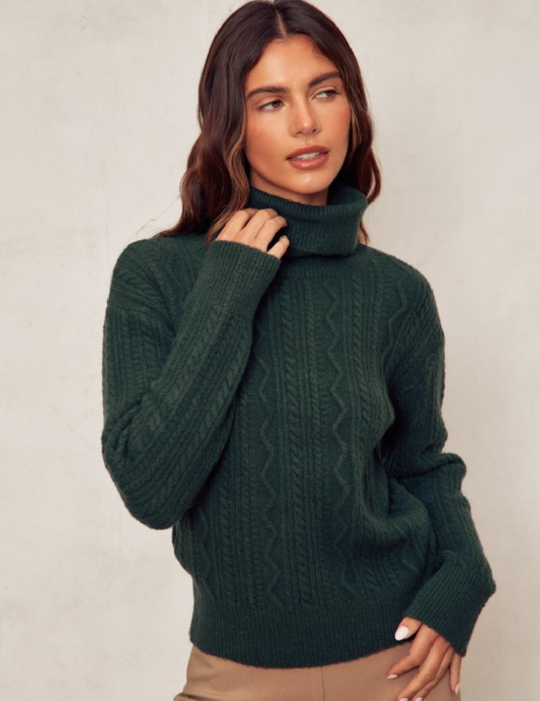 Hunter Green Cable Sweater