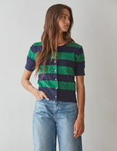 Load image into Gallery viewer, Navy Green Striped Cardigan
