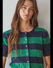 Load image into Gallery viewer, Navy Green Striped Cardigan
