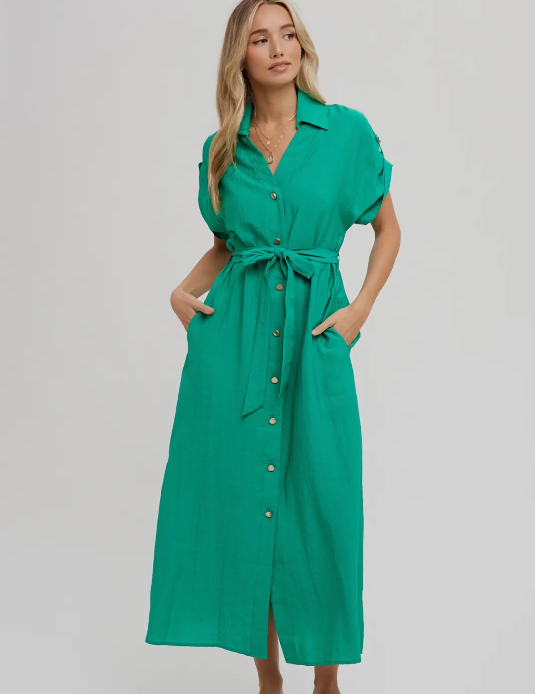kelly green shirt dress – A Touch of Spark cheap evening gowns Length:64