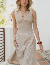 Load image into Gallery viewer, Taupe Linen Striped Dress
