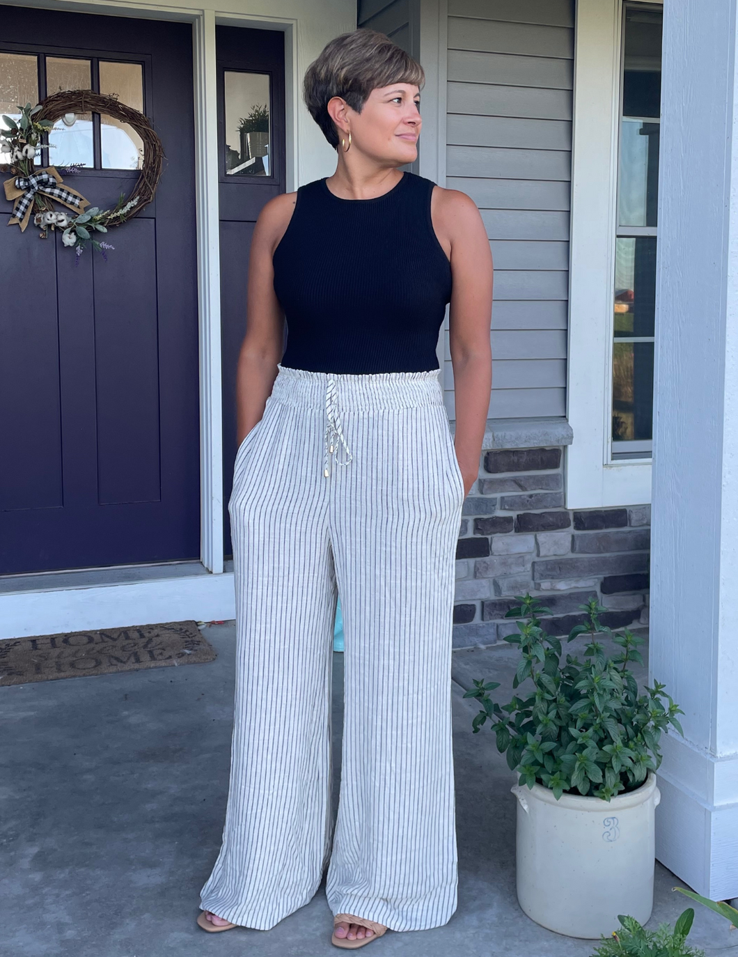 Linen Striped Pants