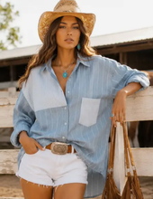 Load image into Gallery viewer, Mixed Stripe Denim Top
