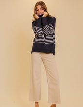 Load image into Gallery viewer, Navy Striped Turtleneck Sweater
