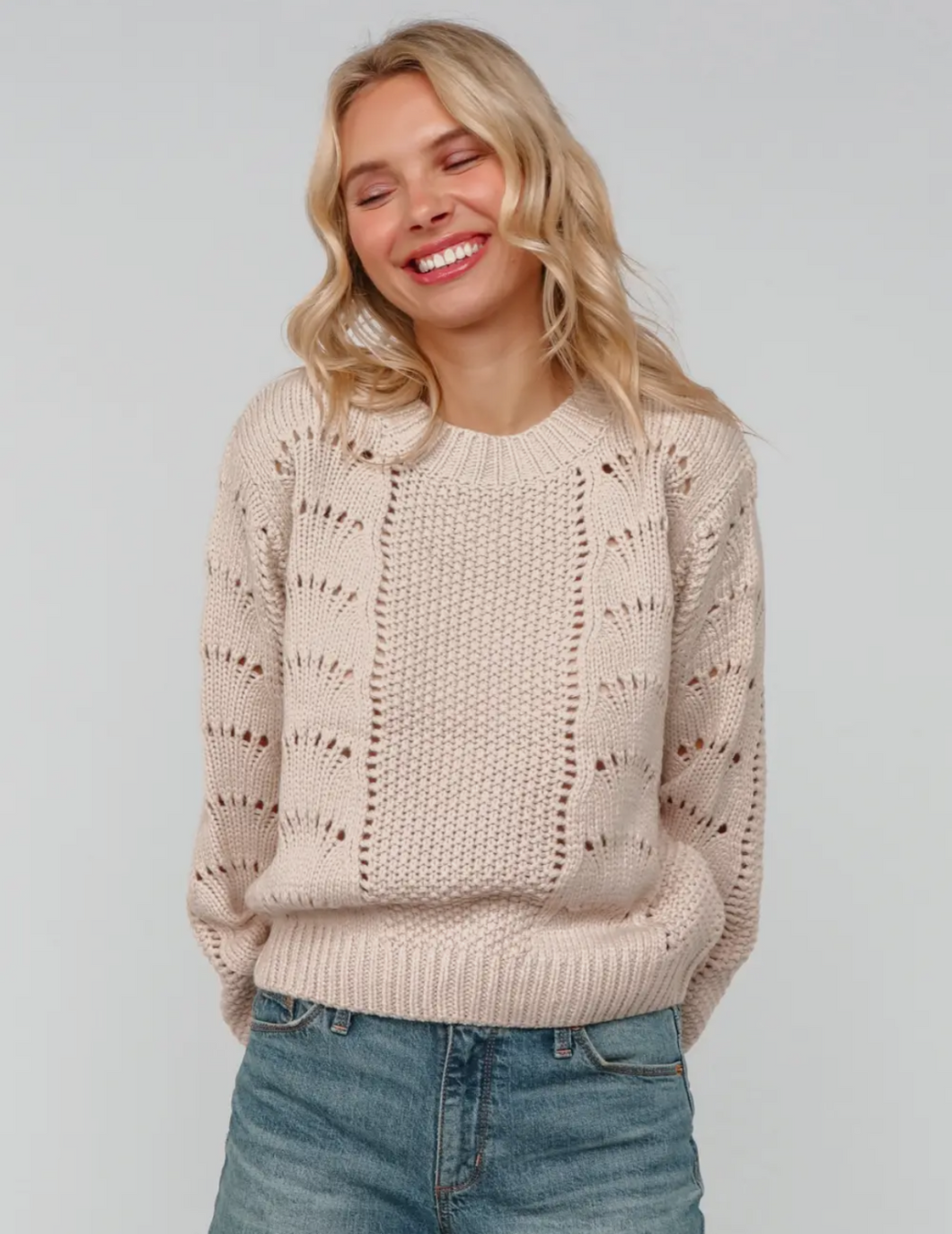 Oatmeal Scallop Sweater