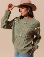 Load image into Gallery viewer, Light Olive Cable Knit Sweater
