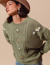 Load image into Gallery viewer, Light Olive Cable Knit Sweater
