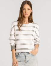 Load image into Gallery viewer, Ivory &amp; Olive Striped Sweater
