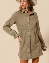 Load image into Gallery viewer, Olive Washed Denim Dress
