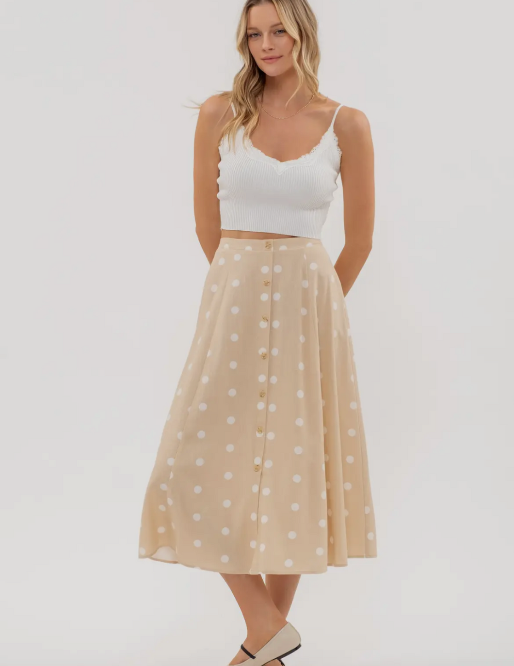 Polka Dot Midi Skirt