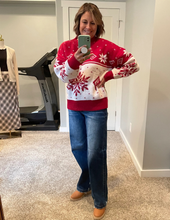 Load image into Gallery viewer, Red &amp; Ivory Fair Isle Sweater
