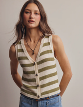 Load image into Gallery viewer, Sage Striped Lightweight Vest
