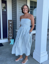 Load image into Gallery viewer, Striped Strapless Maxi Dress
