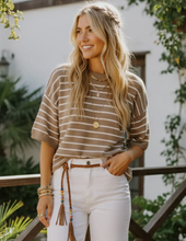 Load image into Gallery viewer, Taupe Striped Knit Top
