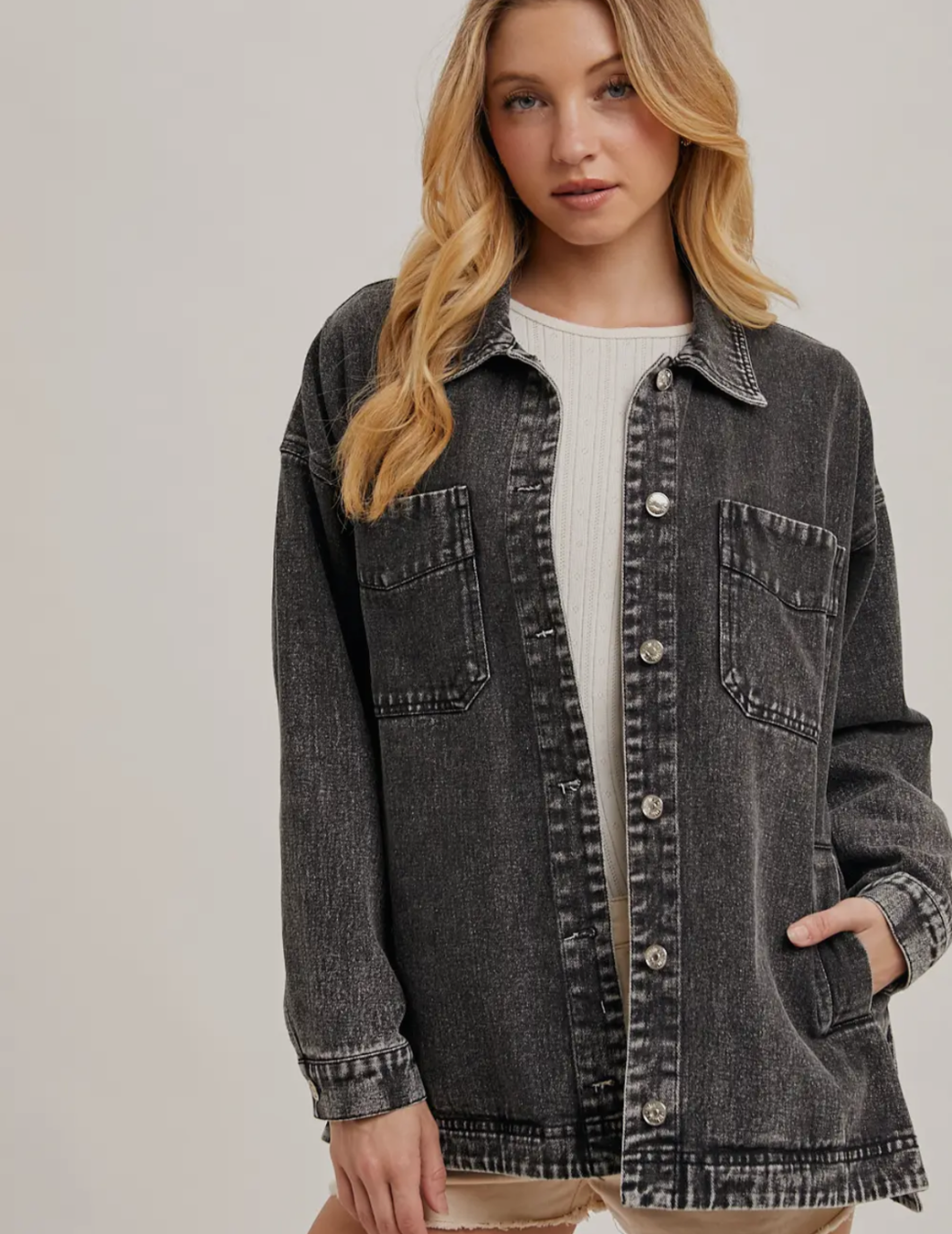 Washed Black Denim Jacket