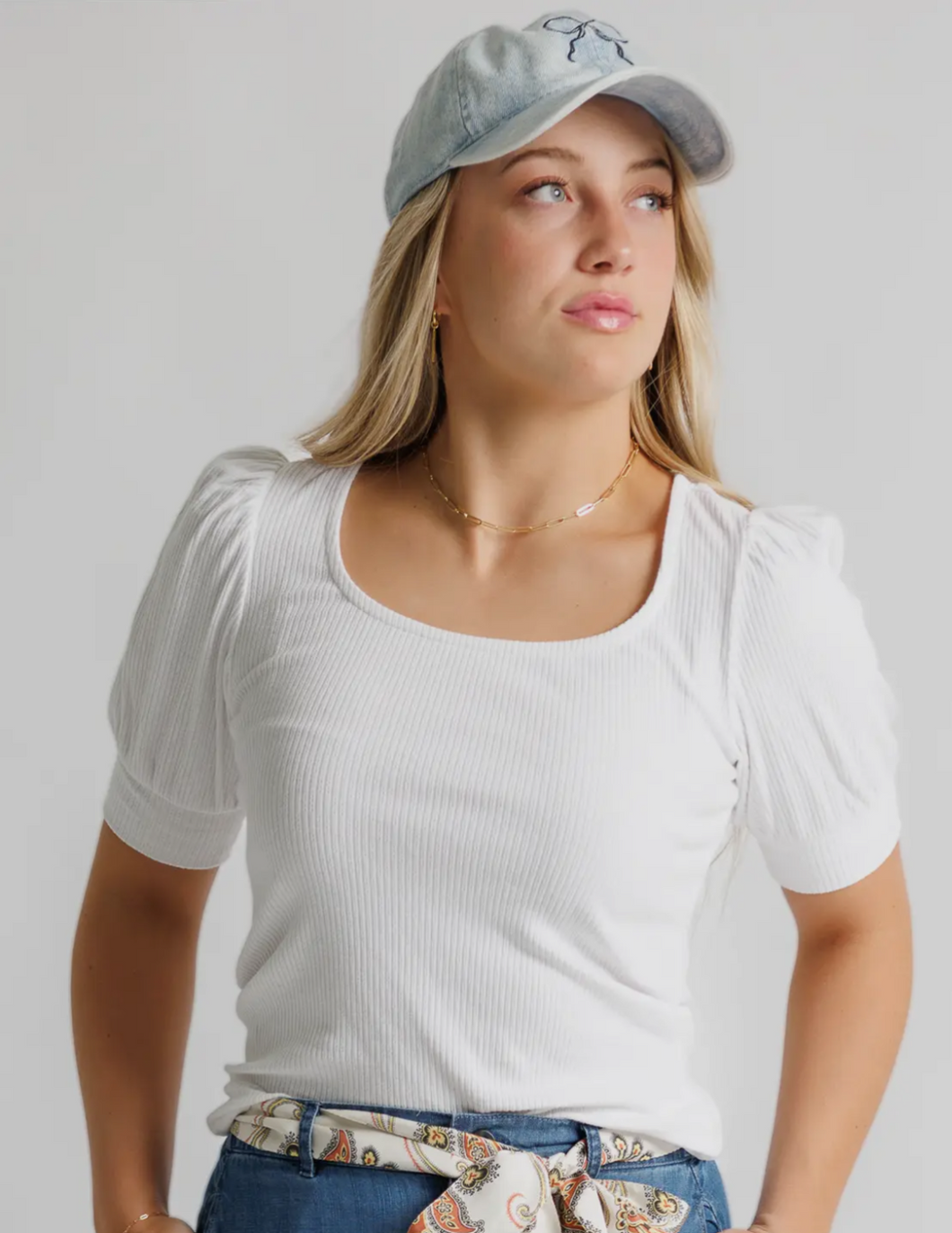 White Ribbed Top