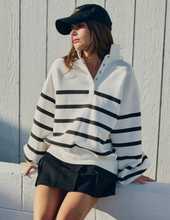 Load image into Gallery viewer, White/Black Striped Pullover
