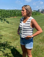 Load image into Gallery viewer, White/Navy Striped Vest
