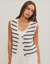 Load image into Gallery viewer, White/Navy Striped Vest
