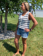 Load image into Gallery viewer, White/Navy Striped Vest
