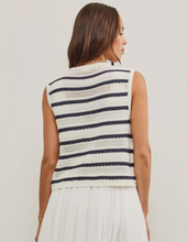 Load image into Gallery viewer, White/Navy Striped Vest
