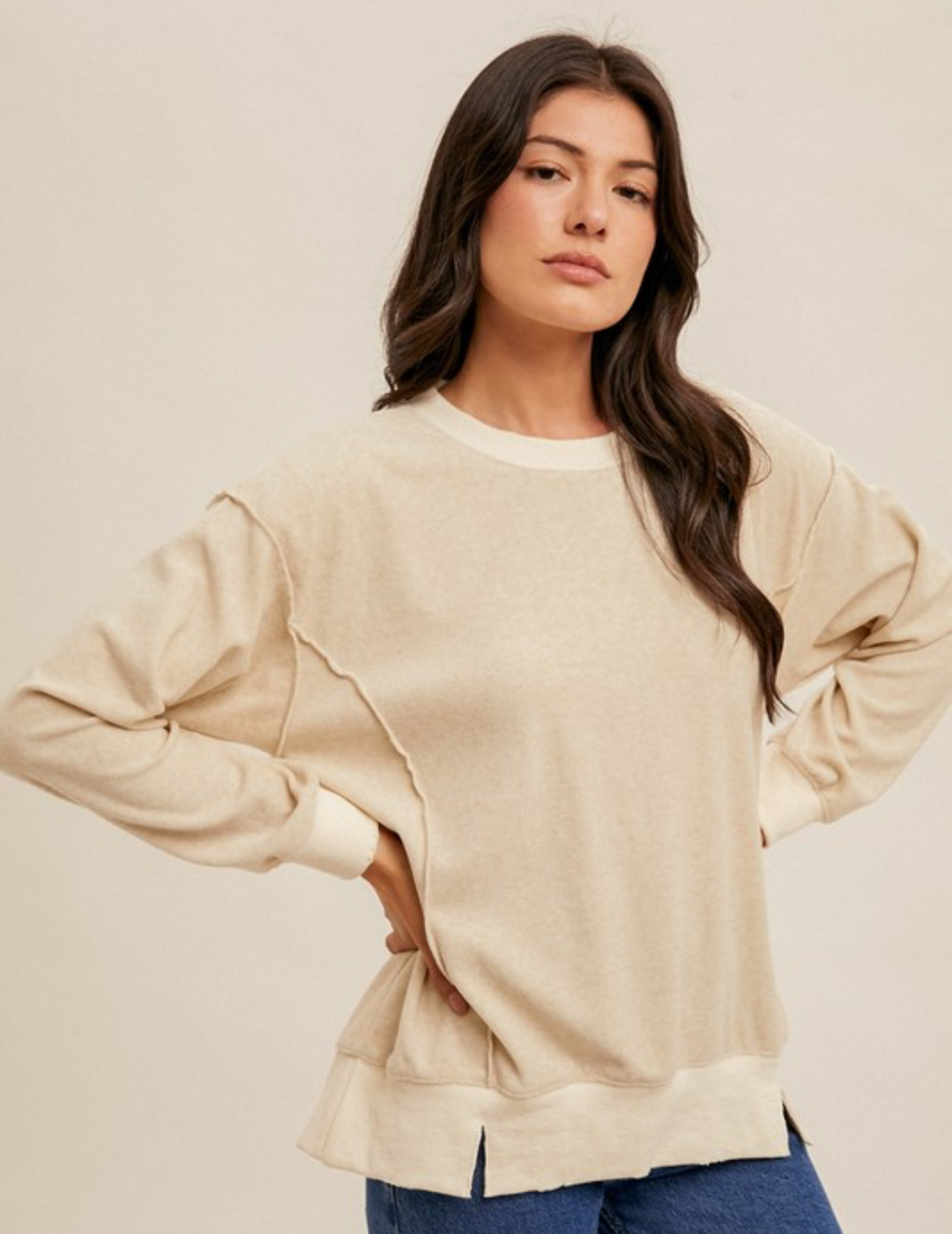 Oversized beige sweatshirt best sale