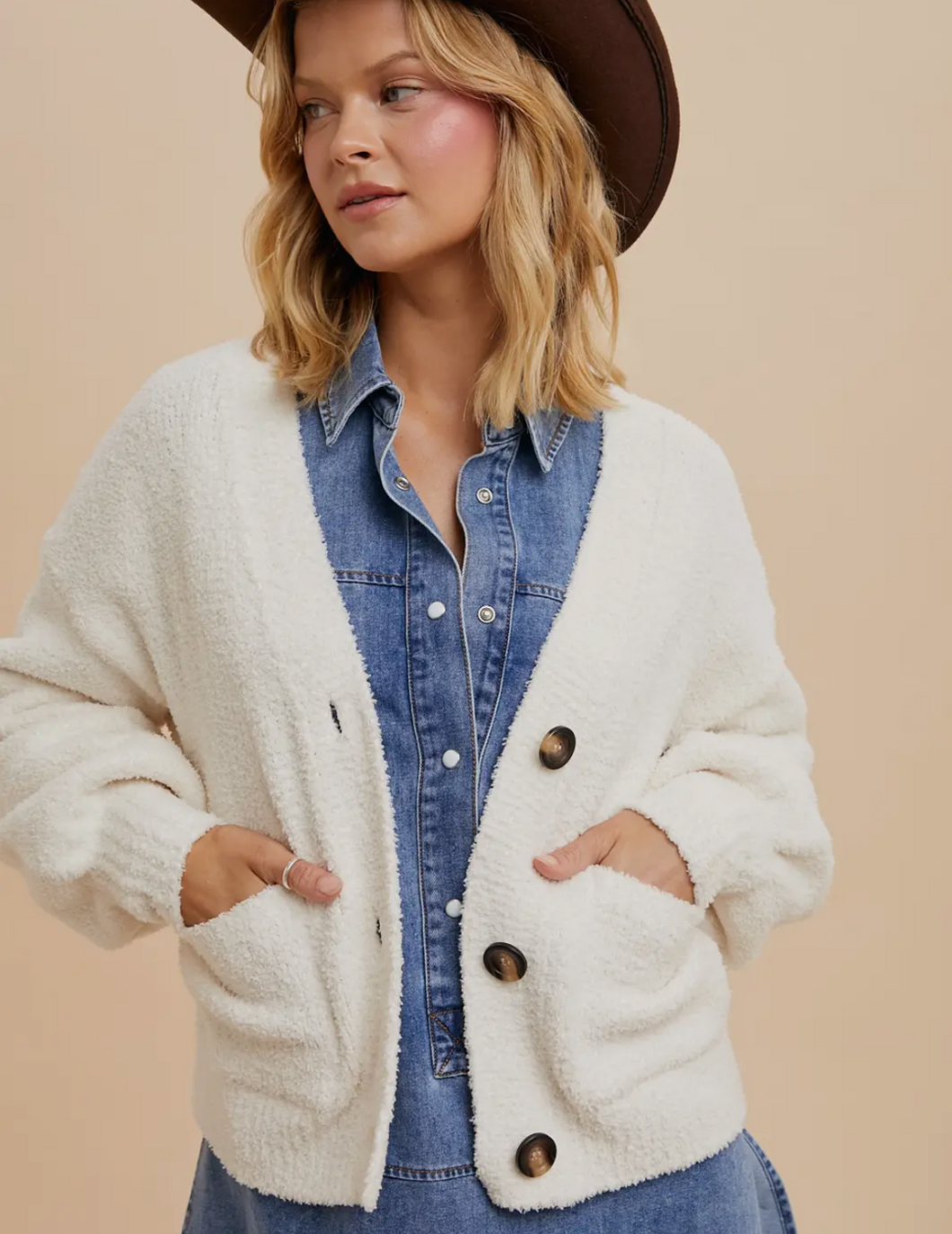 Cream Chenille Cardigan