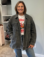 Load image into Gallery viewer, Washed Black Denim Jacket
